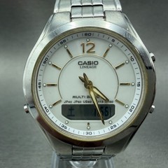 Casio Lineage LCW-M200 Watch Men 38mm White Dial Steel Analog Digital Solar Runs