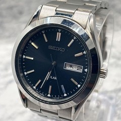 SEIKO V158-0AB0 Solar Day Date Mens Watch Working Clean Japan