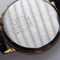 Seiko 2C21-0120 Quartz Slim Dress Watch Gold Dial Replacement Band Japan