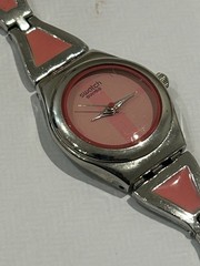 Ladies Watch “SWATCH” Swiss Quartz Move, Pink & Stainless Steel, Work, K-Time