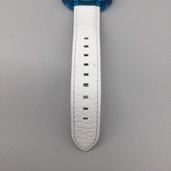 Fossil Candy Watch Unisex 35mm Blue Octagon White Leather Day Date New Battery
