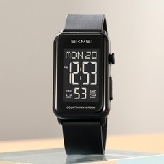 SKMEI Men Rectangle Watch LED Countdown Wristwatch Boys Girl Digital Sport Watch