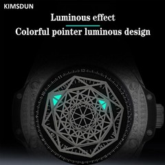 KIMSDUN Stylish Sport Watches, Geometry Polygon, Quartz Wristwatch,Leather Strap