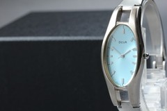 Vtg 1997 N MINT Seiko Alba Deua V151-5D70 Quartz Blue Oval Womens Watch JAPAN