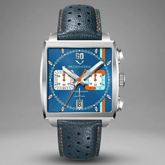 SPECHT & SOHNE Racing Quartz Chronograph Watch Stainless Steel Leather Strap