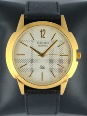 Beautiful Seiko Slim Round White Dial Quartz Men’s Wristwatch Leather Band