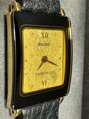 ⌚️RADO Florence 153.3606.2N Woman’s Qz Watch Square Gold Dial W/Box, New🔋, 📄