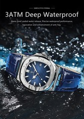 Poedagar Luxury Square Men Watch Date Waterproof Luminous Wristwatch