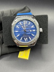 Invicta Akula 48mm Blue Dial Quartz Date 100m Silver Case Blue Rubber Box