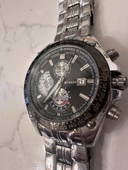 Curren M-8083 Mens Multi Dial Analog Watch Black Case Date Water Resistant