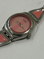 Ladies Watch “SWATCH” Swiss Quartz Move, Pink & Stainless Steel, Work, K-Time