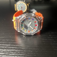 Activa Kaleido Analog-Digital Quartz Watch Clear Case Orange Silicone 50m