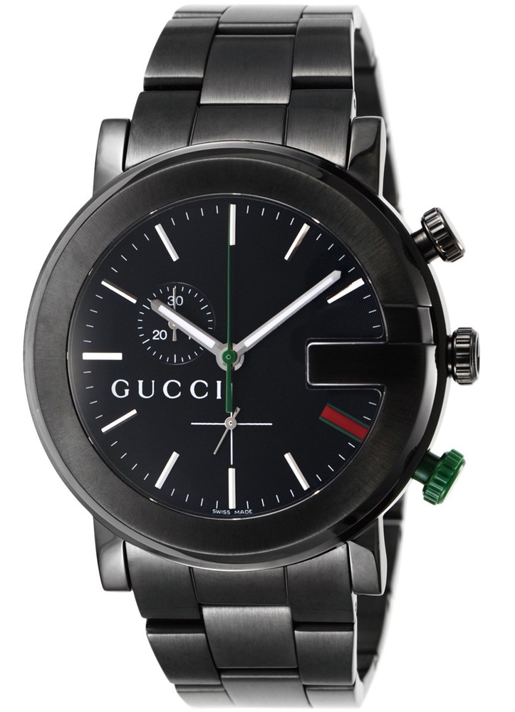 GUCCI Quartz 101M Black PVD Chronograph Men’s Watch GU-YA101331MSS-BLK NEW