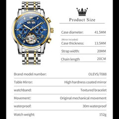 Automatic Mechanical Waterproof Watch Luxury Dial Strap Men Men’s
