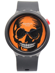 New Swiss Swatch IT’S SPOOKY TIME Black Silicone Halloween Watch 47mm SB03B700
