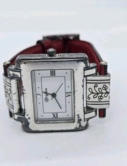 Brighton Dresden Watch Women 34mm Black Red Reversible Leather Band New Battery