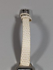 Silver Tone Dial Rectangle Case White Faux Leather Band Watch