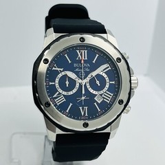 Bulova Marine Star Chronograph Men’s Blue Dial 44mm Stainless Steel Watch 98B258