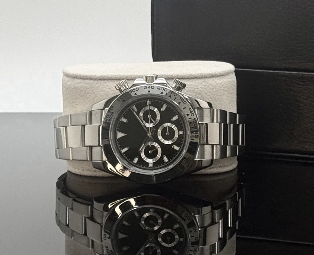 Custom 39mm “Black/Silver” Seitona Mod Watch w/ Automatic Movement