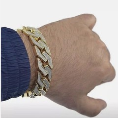 Hip Hop Luxury Bracelet Bling Iced Out Jewellery💎 Chunky(W)1.6cm (L)22cm SILVER