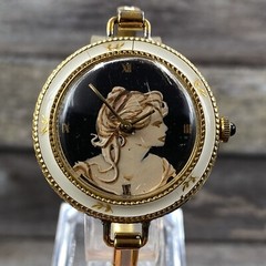 Vintage Montrex Anonymous Hand Painted Portrait 17 Jewels Swiss Watch