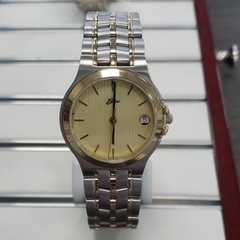 Belair Quartz Analog Wristwatch Two-Tone Stainless Bracelet Gold Dial