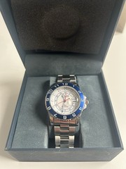 SO & CO GMT Wristwatch Blue Bezel Stainless Steel Bracelet 100M Analog Display