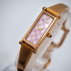 Gucci 1500L Pink Shell Diamond Quartz Watch Ladies Japan 078982