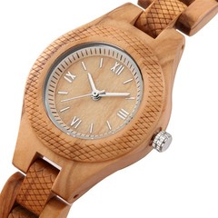 Handmade Olive Wood Watch Women Full Wood Minimalist Natural Grain Quartz Presen