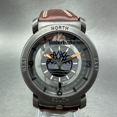 Timberland Compass Watch Men 38mm Gray Dial Black Tone Round New battery