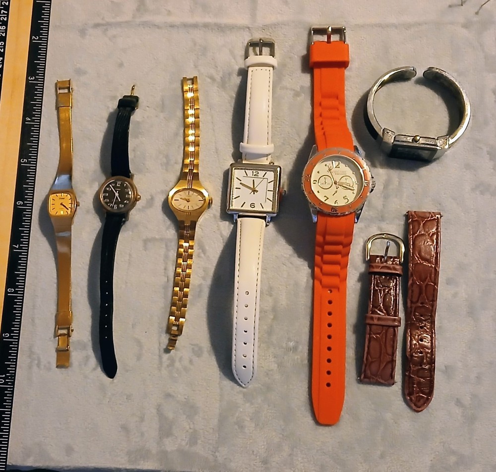 Pulsar Timex Xavier Quartz Wristwatches Analog Leather Metal Bands Untested