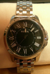 Fossil FS 4745 Black Dial Date Indicator Silver Tone Case Watch