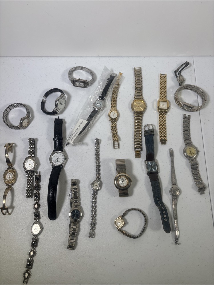 Lot 20Women’s Quartz Watches Stainless Steel Untested for Parts/Repair