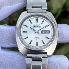 Vintage Seiko 5 Actus SS Automatic Sunburst Cushion Shape Japan Watch 6106-7440