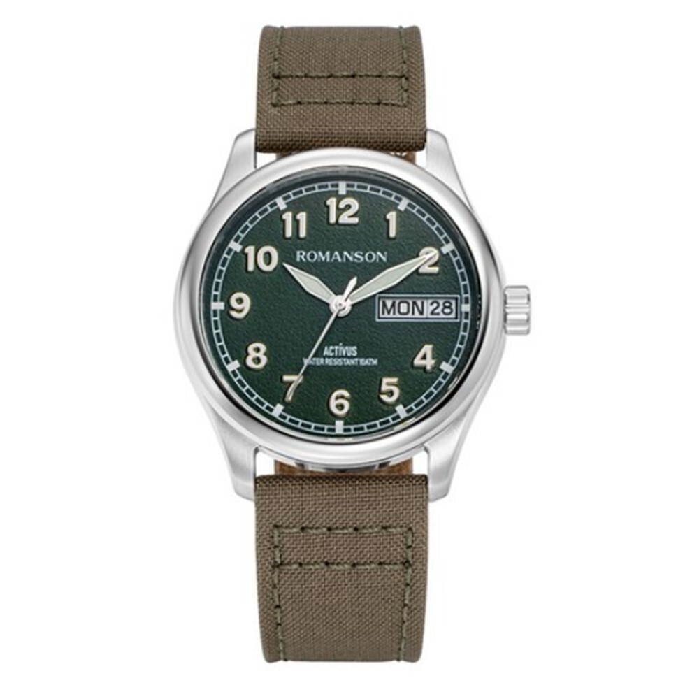 Romanson Activeus City Boy Watch Green Dial Nylon Strap Quartz