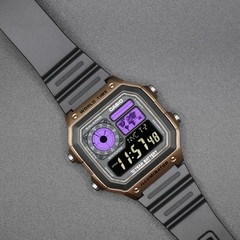 CASIO AE-1200WHD. Royale World Time Watch Mod. Purple Filter. Negative Display