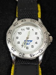 Unisex White Dial Silver Tone Rotating Bezel Round Case Black Yellow Band Watch