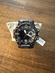 Activa Men’s Quartz Sport Analog Water Resistant Watch Black Rubber Strap 52mm+