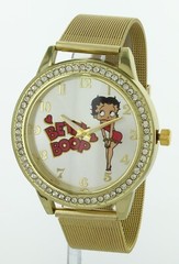 Betty Boop Women’s Gold tone Analog Wristwatch Metal Mesh Band 45mm Jumbo case