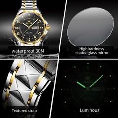 OLEVS Men’s Watch Business Quartz, Diamond, Luminous Hands, Day and Date Display