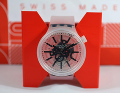 New Rare Swiss Swatch BIG BOLD BLACKINJELLY SemiTransparent Black 47MM SO27E101