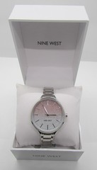 NEW Nine West Silver & Pink Ombre Glitter Women’s Wrist Watch