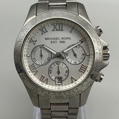 Michael Kors Womens Watch 39mm Silver Tone Chronograph MK-5354 New Battery 6.75″