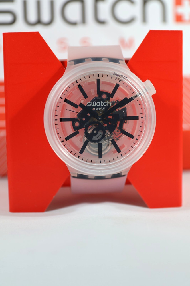 New Rare Swiss Swatch BIG BOLD BLACKINJELLY SemiTransparent Black 47MM SO27E101