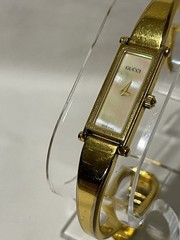 NICE GUCCI 1500L 13mm Gold Dial Rectangle Quartz Women’s Watch Recently Serviced