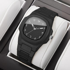 Luxury Square Dial Men Business Watches Casual Plastic Band Sports Wristwatches