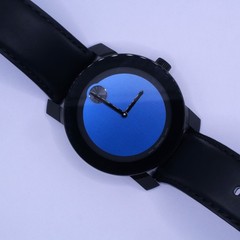 Movado Bold Wristwatch Black Leather Blue Dial 42mm – New Battery
