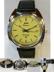 REFURBISHED HMT KOHINOOR 17J WINDING YELLOW DIAL 0231 INDIA MEN’S WORKING