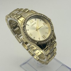 Geneva Gold Tone Crystal-accented Women’s Fashion Watch Working New Battery