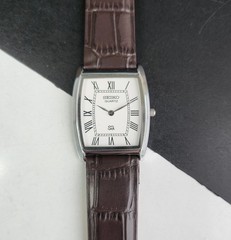 Vintage Seiko Slim Tank Quartz Men White Dial Dress Watch-Free Shipping.